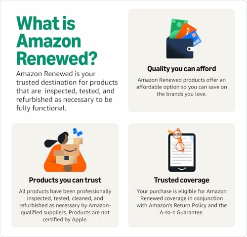 Amazon Renewed benefits: quality, trust, and coverage.