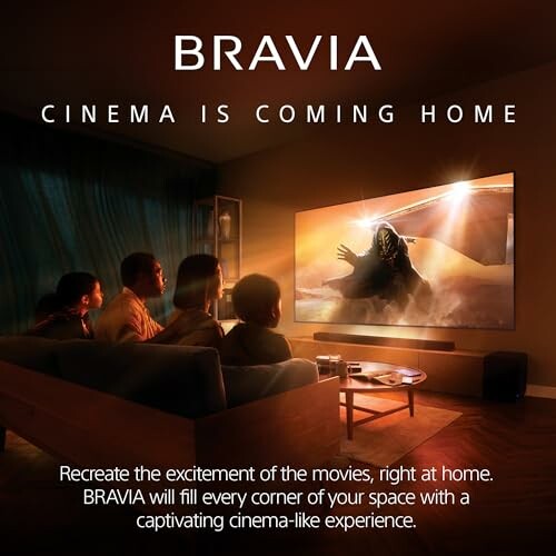 Family watching a movie on a BRAVIA TV at home