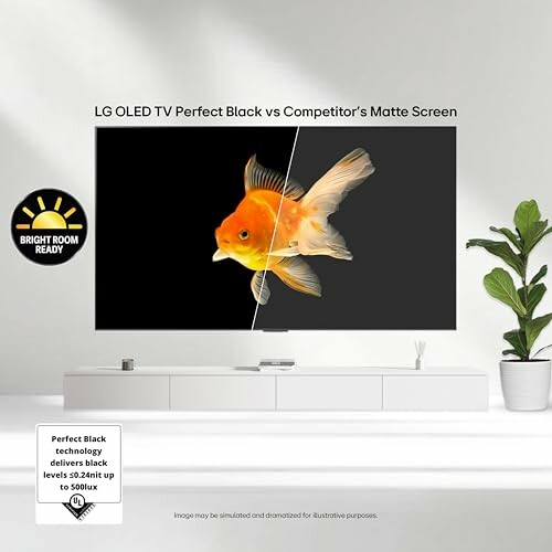 LG OLED TV displaying vivid fish against competitor screen.