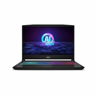 MSI gaming laptop with AI logo on screen