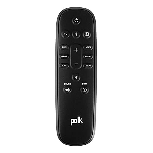 Polk Audio remote control with various buttons.