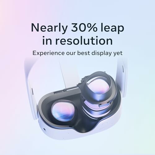 VR headset with text highlighting a nearly 30% leap in resolution.