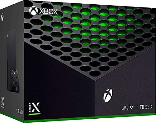 Xbox Series X packaging with console and controller image.